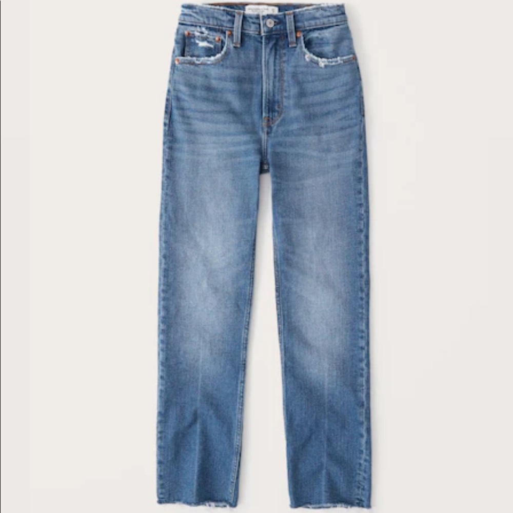 Abercrombie & Fitch Curve Love Ultra High Rise Ankle Straight Jeans, 31